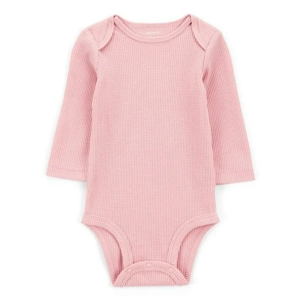 Carter's 3-Piece Bodysuit Pants Set Baby Girl Pink Penguin Waffle Knit NWT